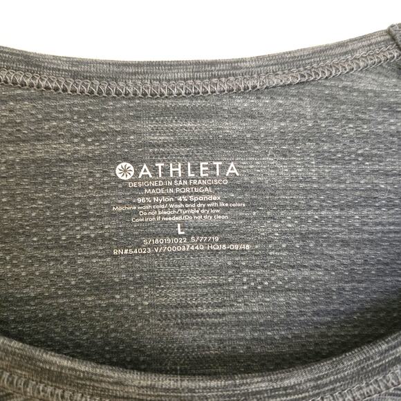 Athleta Heather Grey Speedlight Ruched Long Sleeve Top L Thumbholes - Picture 6 of 6